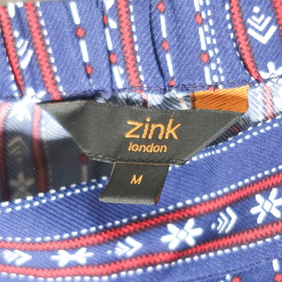 Zink London Womens Wide Leg Pants Medium Blue Red Boho Western American Cropped - Picture 4 of 12